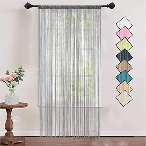 HSYLYM String Curtains Dense Decorative Use Single Door Curtain for Windows,Grey,90 x 245 cm
