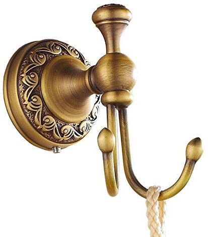 Antique Brass Bathroom Door Double Towel Coat Hangers Dressing-Gown Hooks