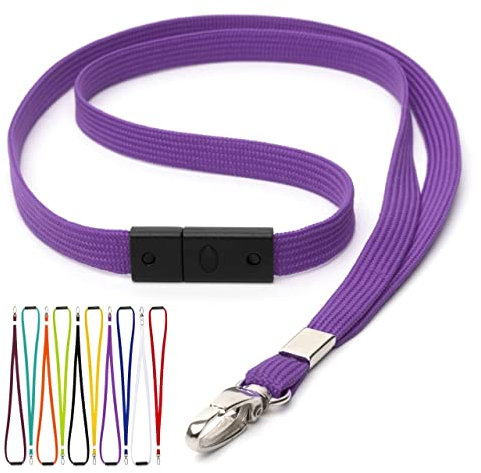 CKB LTD Violet Cordons Tour de Cou Lanière Breakaway anti-étouffement - Gâchette pivotant Clip en metal tubulaire 10mm Lanyards pour Porte Badge Lot de 20 Pièces