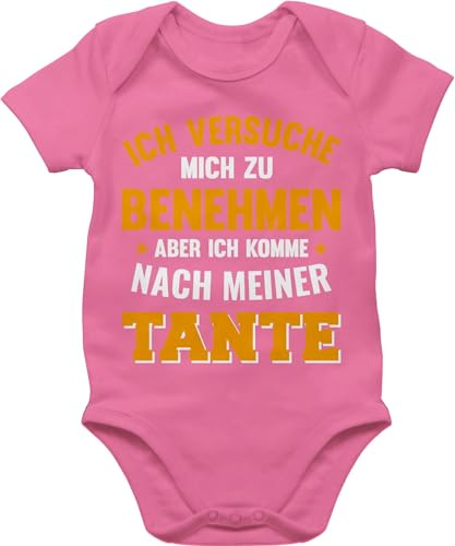 Shirtracer - Baby Body Kurzarm - Sprüche - Ich versuche mich zu benehmen aber ich komme nach meiner Tante orange