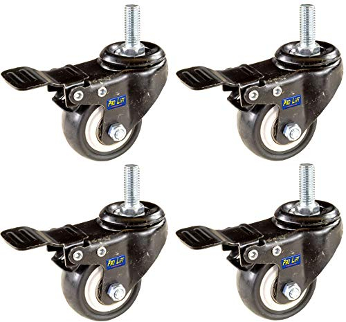 Pro-Lift-Werkzeuge - Juego de 4 ruedas con freno y pernos roscados (45 kg cada uno)