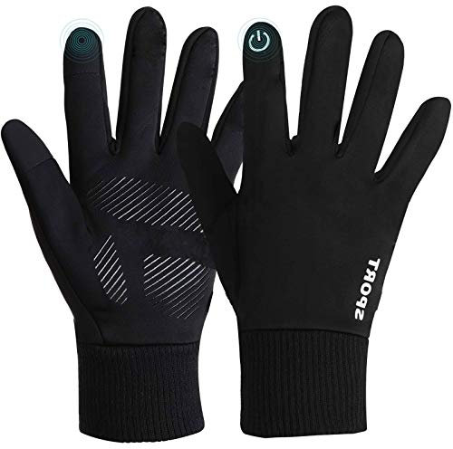 Winterhandschuhe für Damen und Herren, Touchscreen, warme Handschuhe für Radfahren, Laufen, Skifahren, Wandern, Klettern (schwarz)