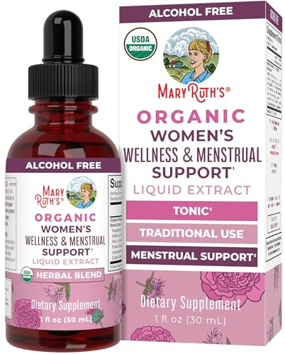 MaryRuth Organics USDA Organic Women's Wellness Liquid Herbal Supplements | Includes Stinging Nettle, Raspberry Leaf, Eleuthero Root, Chaste Tree Berry | Menstrual Support | Non-GMO, Vegan