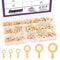 Swpeet 240Pcs Gold M3 M4 M5 M6 M8 M10 Nicht-isolierter offener Barrel Wire Crimp Kupfer Terminal Connector Kit, O-Typ Ring Lugs Crimp Kabel Terminal für Crimp feste Drähte oder gestrandete Drähte