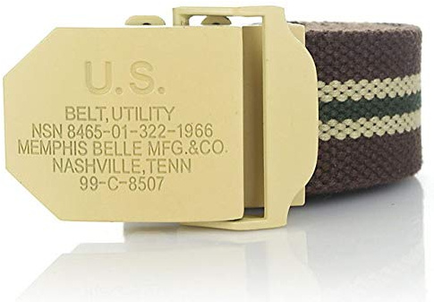 WOAIXI Leinwandgürtel,Mode Unisex Gewebte Gürtel Mode Vintage Us Goldene Metallschnalle Langlebiger Militärgürtel Männer Frauen Jeans Gürtel Lässig Vintage Army Militärbund Männlich, Kaffeestreifen,