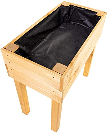 BooGardi Hochbeet Holz mit Vlies · 4 Farben · Hellbraun · Pflanzkasten rückenschonend · Blumenkasten · Kräuterbeet Gemüsebeet für Balkon Terrasse
