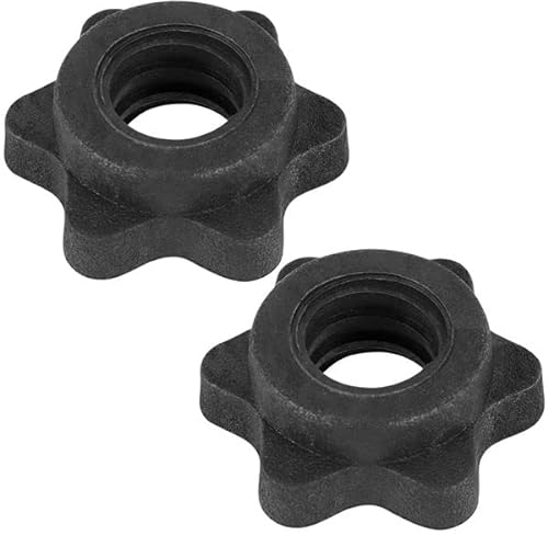 Sucute 1 Paar Hantel Sechskant Mutter, Hantel Stangen Mutter, Spinlock Hals BBNder für Lang Hantel Stangen Trainings Sport Schwarz