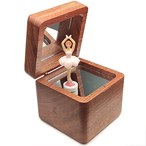 falado Spieluhr für Mädchen mit 18 Tönen, aus massivem Holz, Motiv: Ballerina, für Weihnachten/Geburtstag/Valentinstag/Muttertag, Melodie des Schwanensees (Rosenholz)