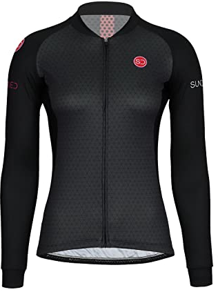 Sundried Women's Long Sleeve Cycle Jersey Road Bike Cycling Shirt Mountain Bike Top (Black, S)