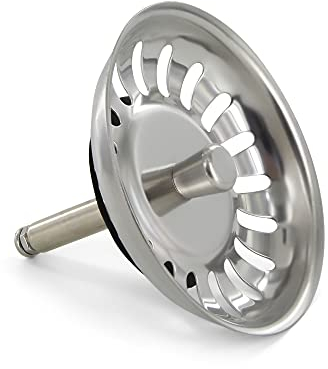 DL-pro Siebkörbchen Ø 81mm mit Zapfen 8x50mm wie Blanco 118150 Siebkorb Spülesieb Abflusssieb 18 Schlitze für Siebkorbventil Spülbecken Spüle Excenterbedienung