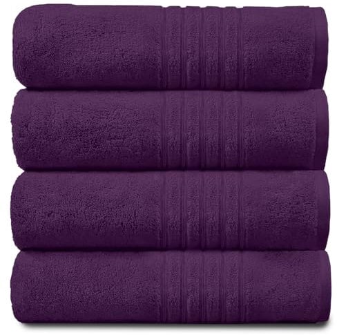 GC GAVENO CAVAILIA New Hampton Hand Towels, Ultra Soft Extra Absorbent Pack of 4 Luxury Towel Set, 100% Ringspun Cotton, Purple, 4PK