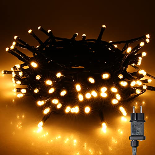 Marchpower 100LED 10M Weihnachtsbeleuchtung Außen,Led Lichterkette mit 8 Modi IP44 Wasserdicht Strom Lichterkette Innen Weihnachtsdeko für Weihnachtsbaum, Balkon, Garten, Terrasse, Hochzeit, Party