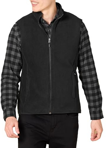 Amazon Essentials Herren Polarfleece-Weste mit durchgehendem Reißverschluss (erhältlich in Big & Tall), Schwarz, XS