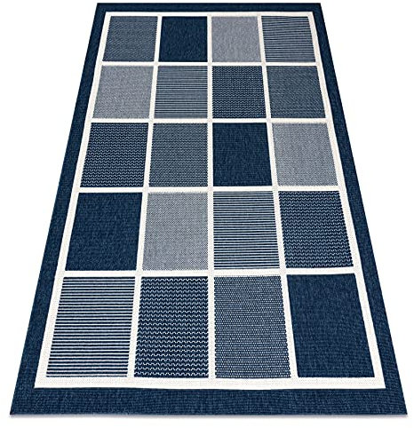 rugsx Modern Teppich SISAL Spring Quadrate, Rahmen, Schnurteppich für Wohnzimmer, Schlafzimmer, Terrasse, Küche, Teppichschlaufe - Grau 80x150 cm