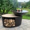 FireWeyck 2 Feuerstelle Outdoorküche – Große Feuerschale mit Grillring (Ø100cm) & Stierkopf-Design – Feuerplatte für Garten & Camping – Hochwertiger Raketenofen mit Ablage & Rollbarem Untergestell