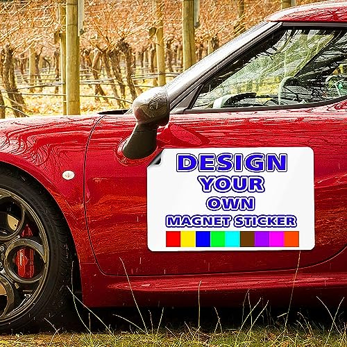 QSUM Adesivo per auto personalizzato, etichette adesive rettangolari personalizzate per auto con qualsiasi design/immagine/testo/logo, cartelli magnetici per auto, furgoni, frigorifero, veicolo, barca