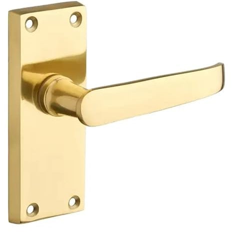 Designer Levers - Victorian Straight Lever Door Handles - Polished Brass - 1 Pair - Latch Door Handle - Interior Use - Short Latch