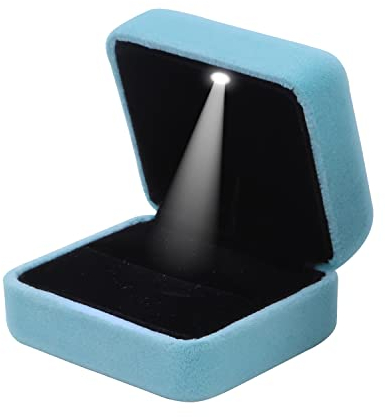 GBYAN Ring Box Ringschachtel mit LED-Licht Schwarze Ringetui Samt Schmuck Geschenkbox für Verlobung, Heiratsantrag, Hochzeit