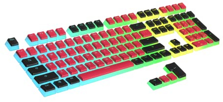 Ranked Pudding PBT-Tastenkappen | 112 Double Shot Transluzent ANSI US- und ISO-Layout | OEM-Profil für mechanische RGB-Gaming-Tastatur ( Rot schwarz)