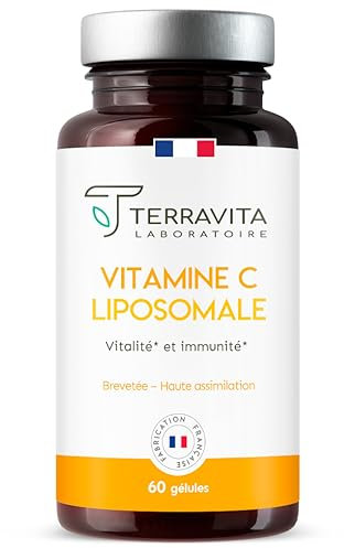 VITAMINE C Liposomale 100% Pure | Forme Brevetée Liposovit-C® | Energie et Immunité avec Assimilation Optimale | Non Irradiée, sans OGM ni Solvants | 60 Gélules Végétales | Made in France | Terravita