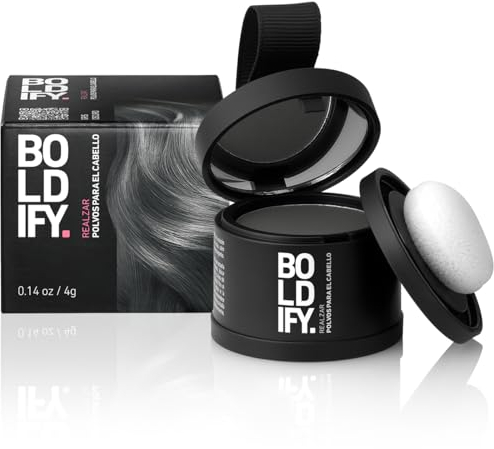 BOLDIFY Retocador de raíces en polvo – Cubre Canas Mujer y Hombre 48 Horas – Maquillaje Capilar Resistente al agua, No Mancha 4g (Gris oscuro)
