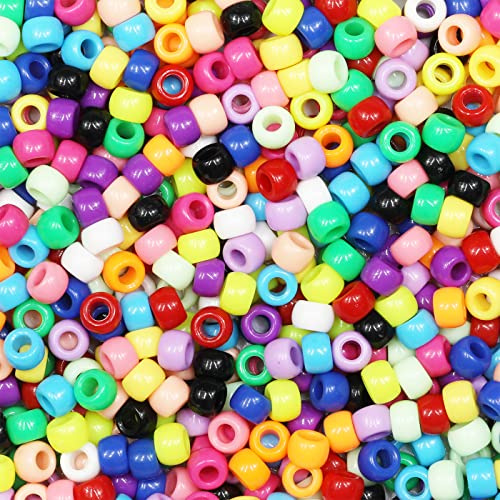 VOOMOLOVE 1000 PCS Multicolor Mix 6x9mm Pony Beads, Crafts Plastic Beads