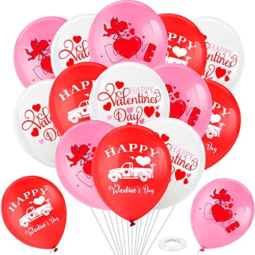 HOWAF 24pcs Valentinstag Deko Valentinstag Ballon Valentinstag Luftballons Love Ballon Herz Luftballon helium Herzluftballons Rot Latex Luftballons Romantische Deko für Valentinstag Dekorationen Set