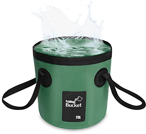 Zusammenklappbarer Eimer, Falteimer für Camping Faltbarer Eimer, für Wasserbehälter zum Angeln Camping Gartenarbeit 20L (Grün)