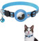 Airtag Katzenhalsband, Reflektierendes AirTag Katzenhalsband mit AirTag-Halterung und Glocke, GPS Leichte Tracker Katzenhalsbänder, Katzen-AirTag-Halsband mit Abbrechbarer Sicherheitsschnalle (Blau)