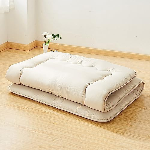 Einzel-Futon-Matratze Aufrollen, Reversible Japanische Bodenmatratze, Klappmatratze Für Erwachsene Dicke Isomatte Für Den Boden,Beige,100x210cm/39x83in