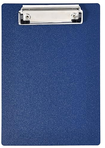 A5 Klemmbrett Kunststoff mit gummierter Metallklemme, tiefblaue Hartfaserplatte, Schreibtafel, langlebiger Papierhalter, Schreibblock, Notizen, Dokumente, Formularhalter, kleines Klemmbrett,