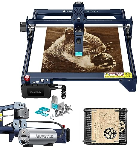 ATOMSTACK A10 PRO Laser Graviermaschine 50W Laser Cutter mit 10W Laserleistung, Laserschneider Lasergravur maschine mit Air Assist, F3 Schutzplatte, 4 in 1 Offline Lasergravierer für Holz Metall Glas