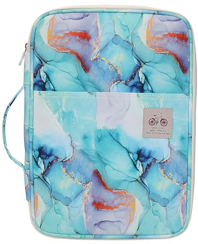 JAKAGO Wasserdichte A4 Portfolio-Mappe, Business-Dokumentenhalter, Reise-Organizer, multifunktionale Reißverschlusstasche für Urlaub, Reisen, Arbeit, täglichen Gebrauch, Marmorgrün