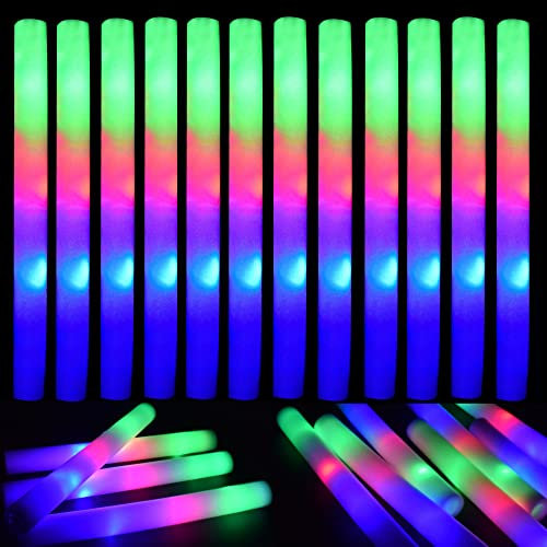 Senhui 100 Stück LED Leuchtstäbe Schaumstoff mit 3 Modi, Glow in the Dark Bunte Blinkstäbe Partygeschenke für Hochzeit, Geburtstag, Halloween, Weihnachten, Neujahr