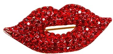YAHOYA Mode Vollkristall Rosa Lippen Form Broschen Für Frauen Mädchen Brautjungfer Brautjungfer Brautkleid Manteldekoration Hijab Pins Brosche
