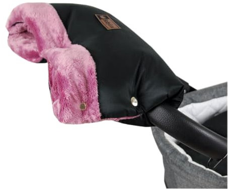 Handmuff für Kinderwagen Große Muff Handwärmer mit Kunstfell Handschuhe für Buggy Kinderwagenmuff (MD1 Rosa)