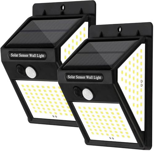 Edidonson Lampe Solaire Exterieur(2 Pack) Lampes Solaires ExtéRieures Avec Capteur De Mouvement, Projecteur Solaire éTanche 144 Led, 3 Modes, Adapté Au Jardin, éClairage Solaire ExtéRieur.
