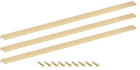 sourcing map Cabinet Finger Edge Pull, 3pcs 800mm/31.5 Aluminum Alloy Back Mount Hidden Cabinet Pulls Concealed Handle for Home Kitchen Drawer Cabinet, Gold