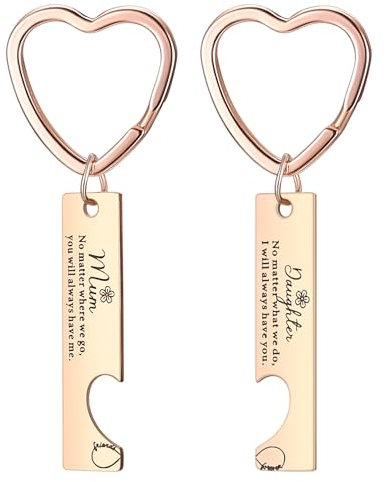 2 Pcs Mum Daughter Heart Matching Keyring Keychain - Mother's Day and Christmas Gifts, Birthday Presents for Mother and Daughter