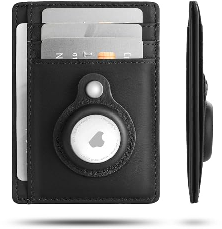 KLOMORE Geldbörse Airtag Herren Leder Klein (Airtag Nicht enthalten) Slim Wallet RFID Schutz Geldbeutel Portmonee Kartenetui Echtleder Portemonnaie Kreditkartenetui