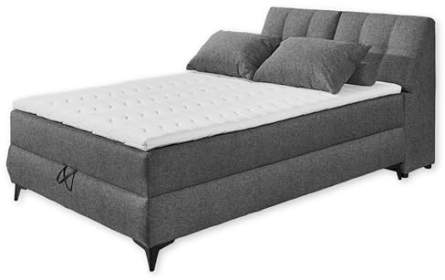 Stella Trading Atlantis 6 Boxbett 140x200 in Anthrazit - Bequemes Doppelbett mit Bettkasten und Kaltschaum Topper - 145 x 102 x 240 cm (B/H/T)