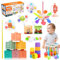 Richday Montessori Spielzeug Baby,Baby Spielzeug 6 Monate,8 in 1 Montessori Motorikspielzeug Stapeln Baublöcke Sensorischer Lernspielzeug für Kleinkinder Passende Eier, Saugnapf-Kreiselspielzeug