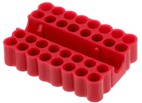 Kozelo Plastic Hex Shank Screwdriver Bit Holder Organizer 32 Holes 1/4 Inch Plastic Drill Bits Storage Case for Any 1/4 Hex Shank Metal Driver Bits Use, Red