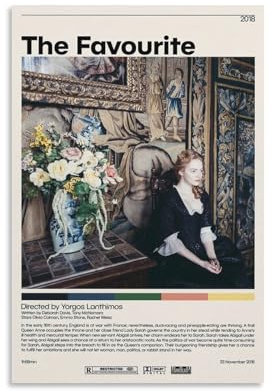 DRDPLXGU Filmposter The Favourite Yorgos Lanthimos, Retro-Filmposter, Leinwand, Schlafzimmer, Dekoration, Landschaft, Büro, Raumdekoration, Geschenk, 50 x 75 cm