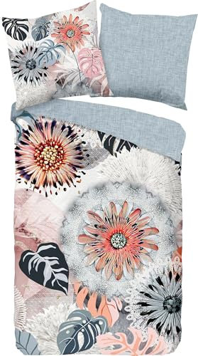 Hip Wendebettwäsche Ralvira Flanell grau Größe 155x220 cm (80x80 cm)