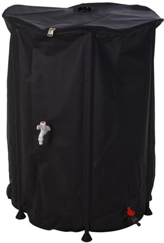 idooka Large Collapsible 500L Waterbutt Rainwater Collector Barrel with Tap, Lid, and Hose Pipe Connector - Black