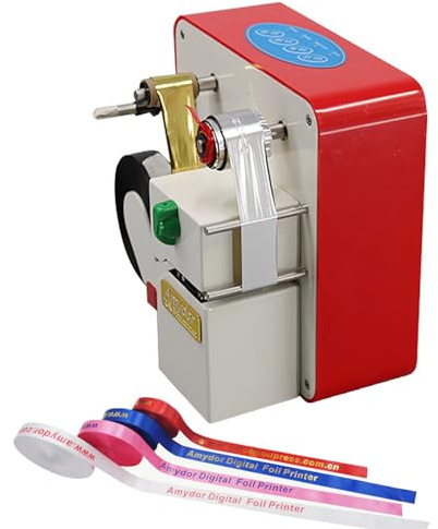 factildfulzhan Satinbanddruckmaschine mit USB-Anschluss, 120 m/h Druckgeschwindigkeit, Druckbreite 10-40mm, 300 DPI Auflösung, für Satinband, Heißprägepapier, Goldfolie, ohne Band
