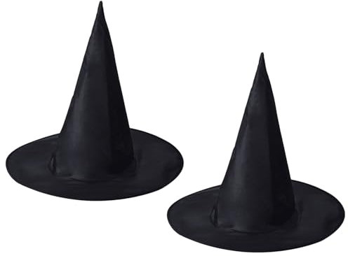 SEFIRST 2 Pcs Chapeaux de Sorcière pour Fête d'Halloween, Accessoires de Costume, Chapeau de Sorcière pour Enfants, Chapeau de Sorcier Pliable pour Halloween, Réunions de Famille, Taille Unique (Noir)