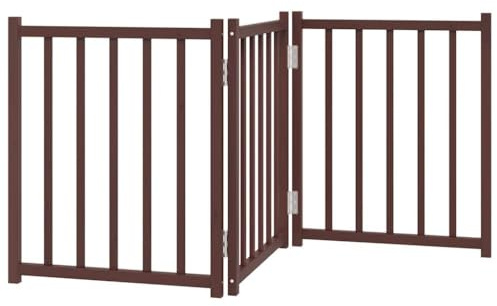 vidaXL 3-TLG. Hundetor Faltbar Braun Eiche 150 cm Massivholz Tanne