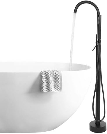 Robinet de baignoire sur pied avec douchette et robinet en laiton - Pour les particuliers, les maisons, les douches et les hôtels - Noir